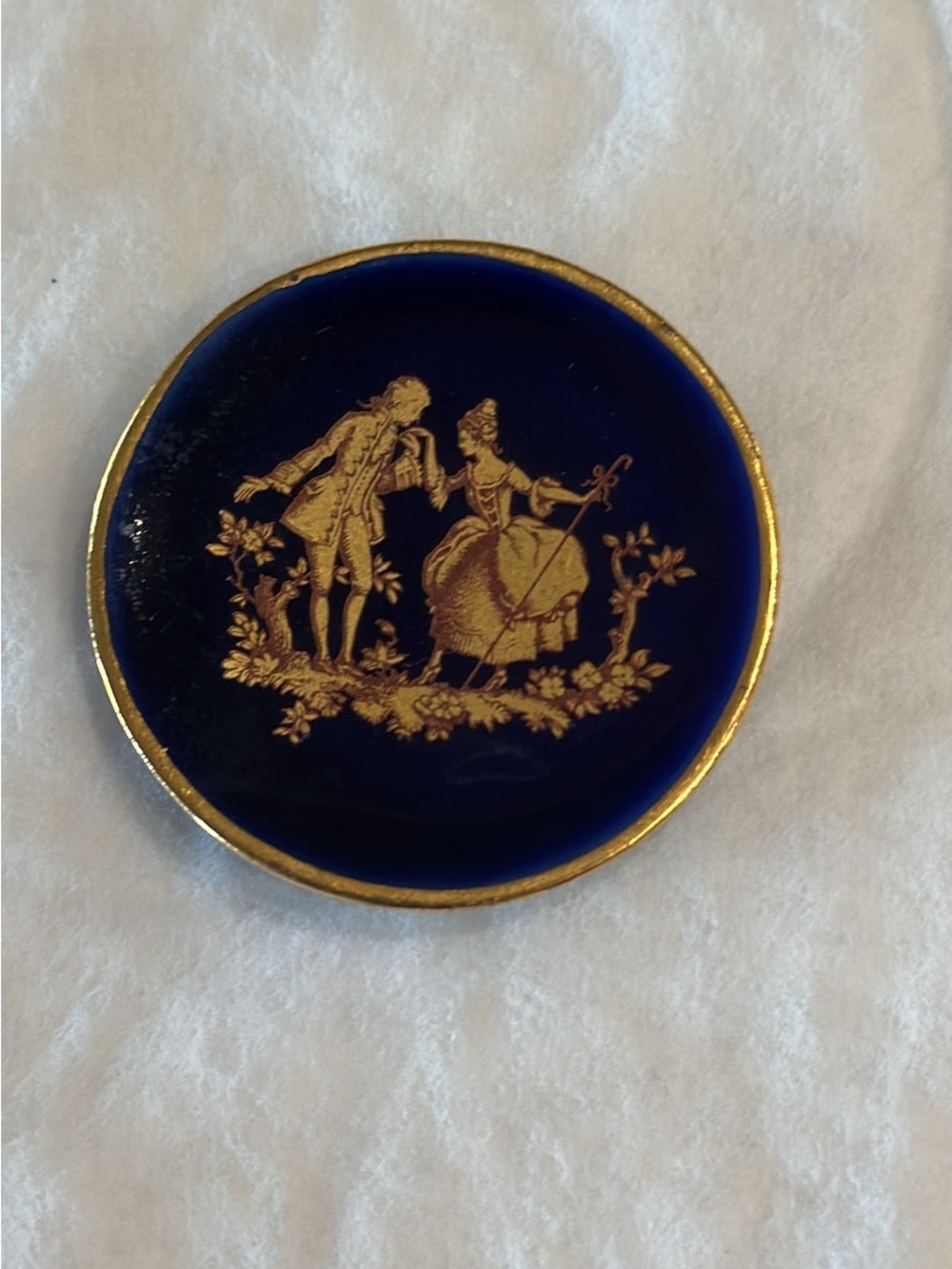 Limoges Cobalt Blue and Gold miniature plate - vintage